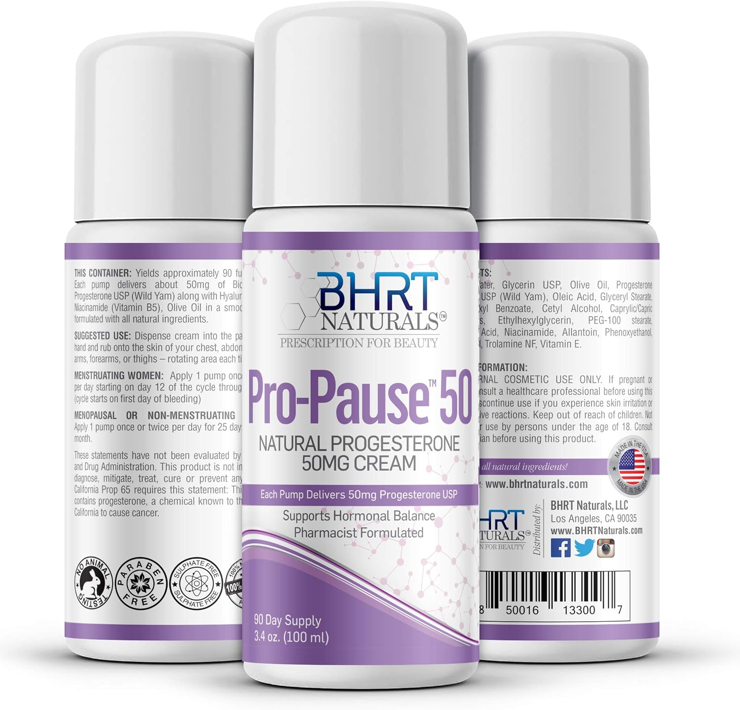 Progesterone Cream 5000Mg Bioidentical Usp Natural - 90 Day Supply, Usa Made, Pharmacist Formulated, Non-Gmo Menopause Relief – Ttc Pcos Supplement (1 Bottle)