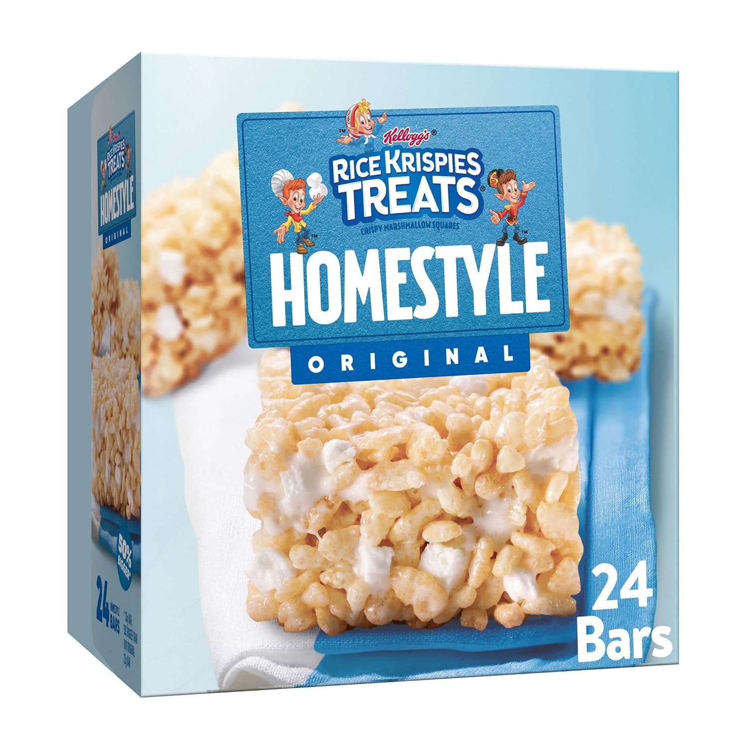 Rice Krispies Treats Homestyle Marshmallow Snack Bars, Kids Snacks, Lunch Snacks, Original, 27.9Oz Box (24 Bars)