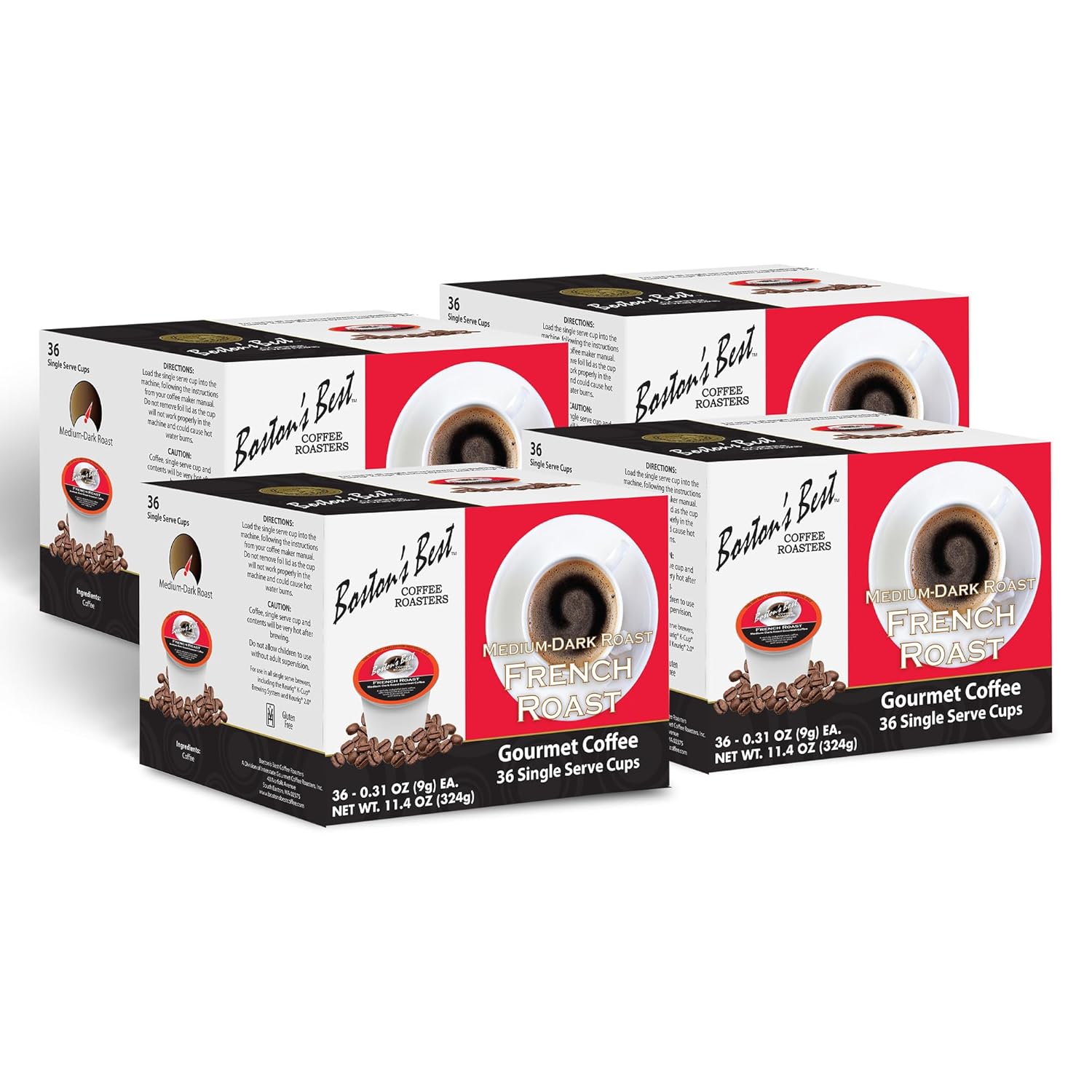 Boston’S Best Coffee - Rich & Bold French Roast Gourmet Coffee, Delectable Dark Roast Coffee, Compatible With Keurig® Coffee Maker, 1 Count (144 Single Serve Cups)