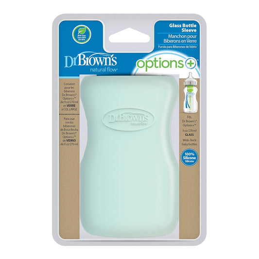 Dr. Brown'S Natural Flow Options+ Glass Baby Bottle Sleeves,100% Silicone,9 Oz,Wide-Neck,Mint