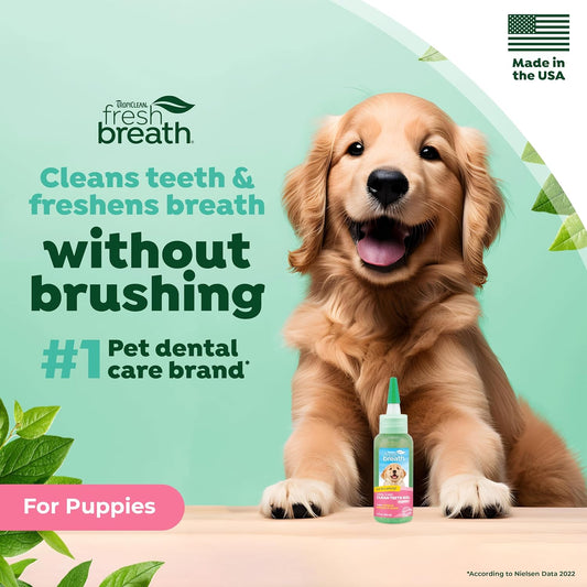 TropiClean Fresh Breath Puppy Teeth Cleaning Gel - No Brushing Dental Care - Breath Freshener Oral Care - Complete Puppy Teeth Cleaning Solution - Helps Remove Plaque & Tartar, For Puppies, 59ml?FBCTGLKT2Z-PP
