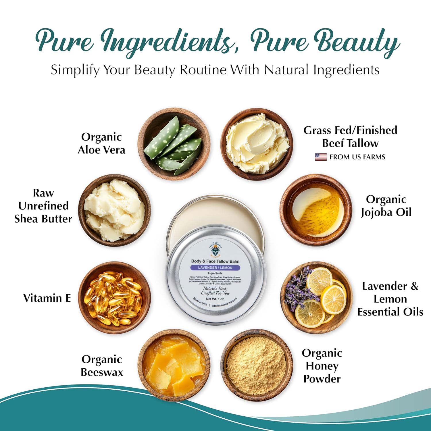 Dr. Dave'S Primal Essence Grass Fed Beef Tallow Balm For Face And Body With Shea Butter, Organic Jojoba Oil, Honey, And Beeswax – Beef Tallow For Skin – Lavender And Lemon – 1 Oz : Beauty & Personal Care