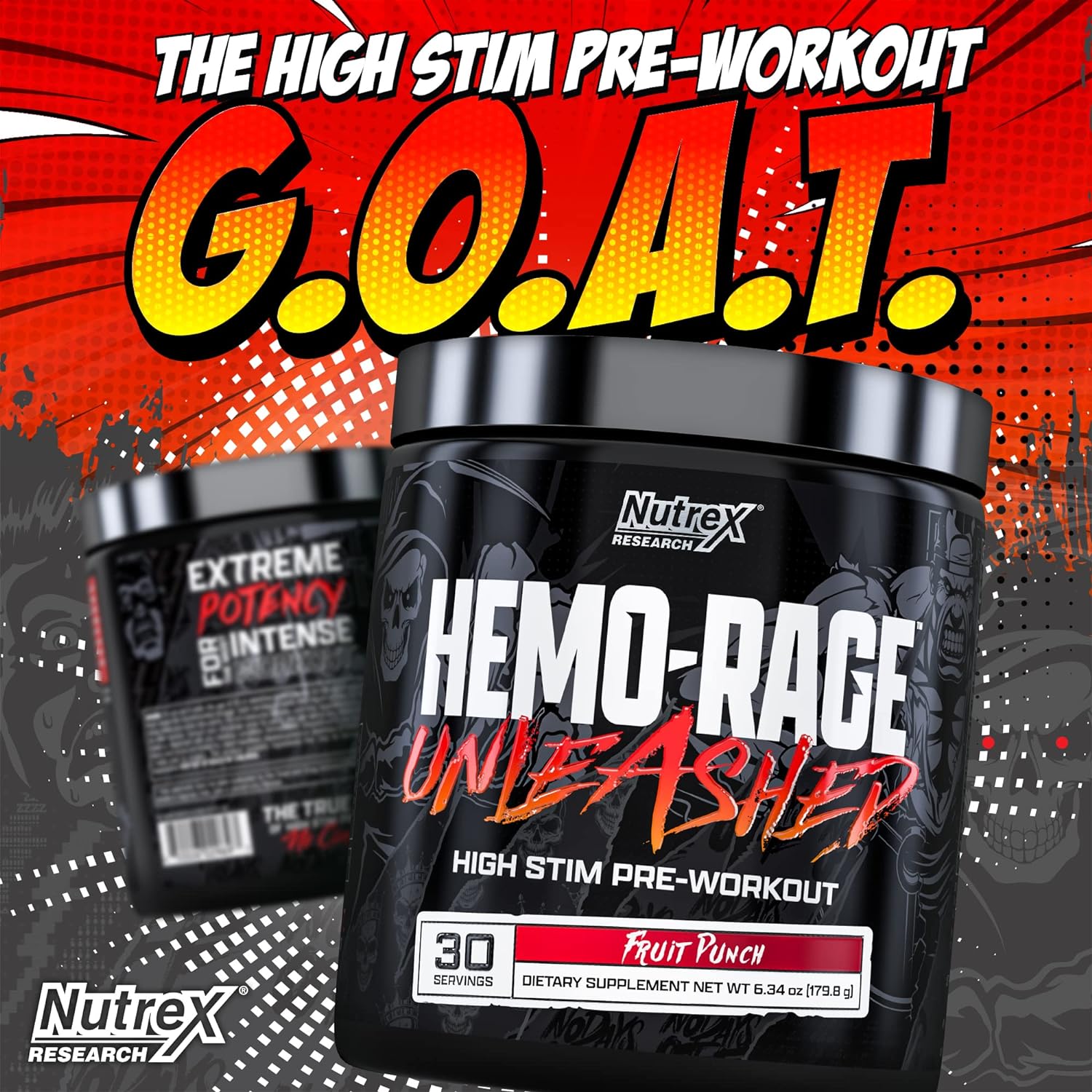 Nutrex Research Hemo-Rage Extreme High Stim Pre Workout Powder | Insane Lasting Energy, Focus, Endurance & Pump Booster Preworkout Supplement | Fruit Punch 30 Servings : Health & Household