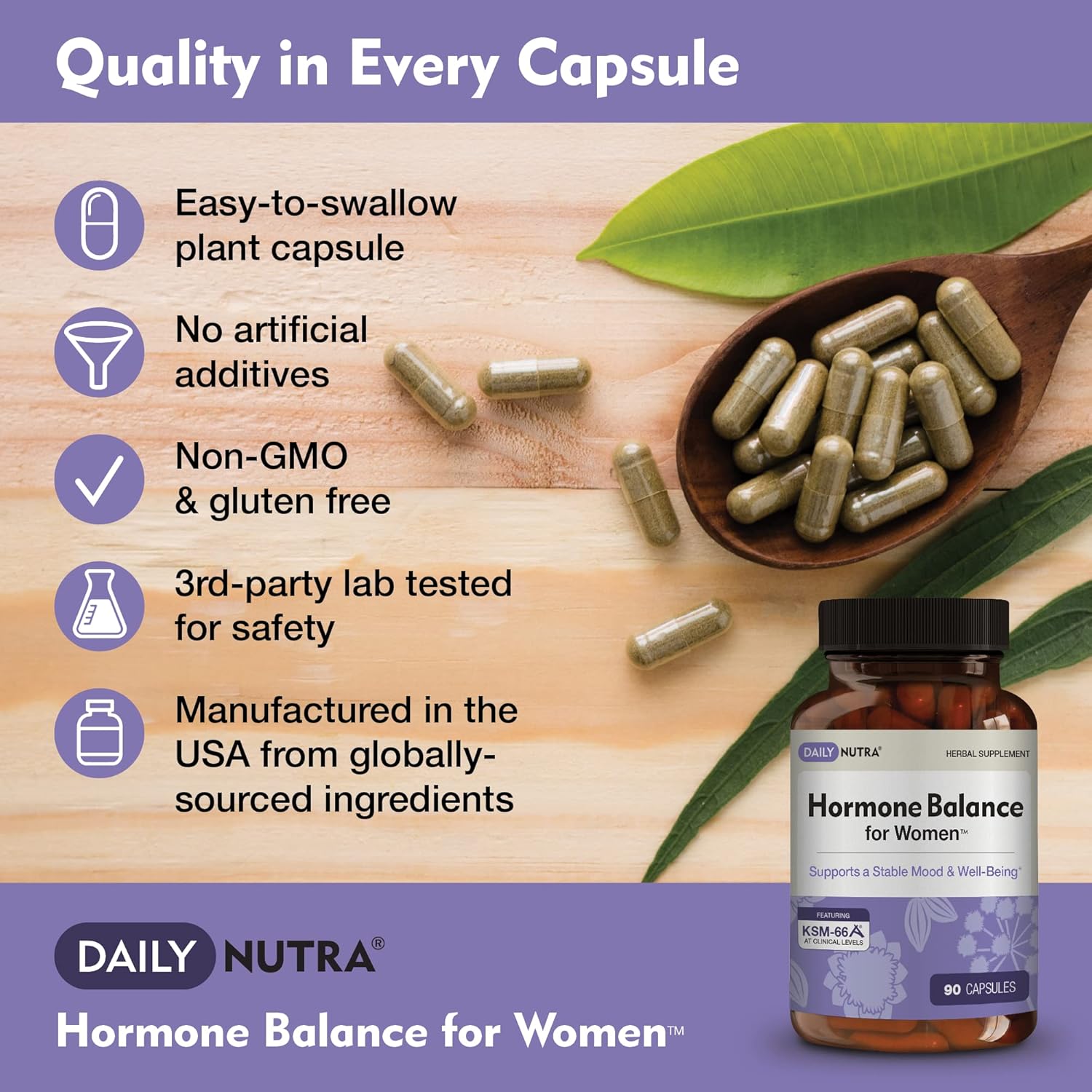 Hormone Balance - Women'S Serotonin Supplement - Ksm-66 Ashwagandha, Dong Quai, Chaste Tree Berry, Rhodiola, & Cocoa Bean Extracts - For Female Hormones, Pms, Menopause (60 Capsules) : Health & Household