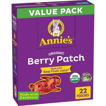 Annie'S Organic Berry Patch Bunny Fruit Flavored Snacks, Gluten Free, Value Pack, 22 Pouches, Kids Snacks, Back To School Snacks, 15.4 Oz