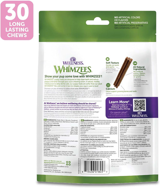 Whimzees By Wellness Puppy Natural Dental Chews For Dogs, Long Lasting Treats, Grain-Free, Freshens Breath, Extra Small/Small Breed, 30 Count , 7.90 Ounce (Pack Of 1)