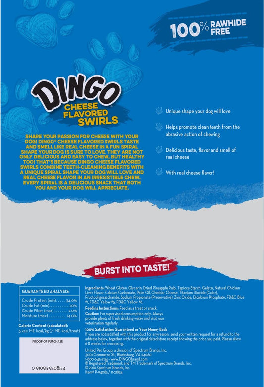Dingo Cheese-Flavored Swirls 7 Count, Rawhide-Free Snack For Dogs