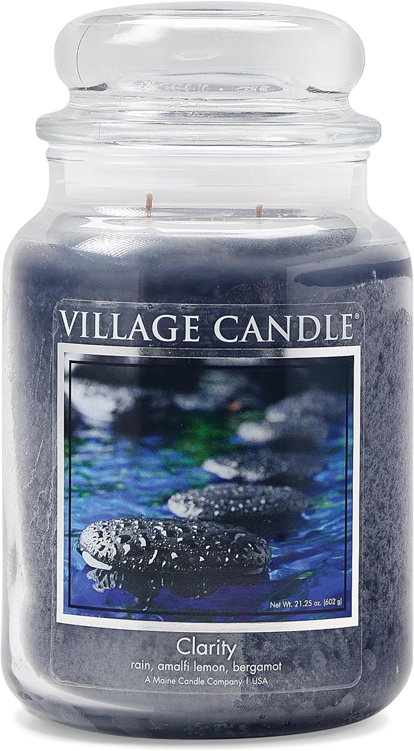 Village Candle Clarity (Traditions Collection), Large Glass Apothecary Jar, Scented Candle, 21.25 Oz : Home & Kitchen