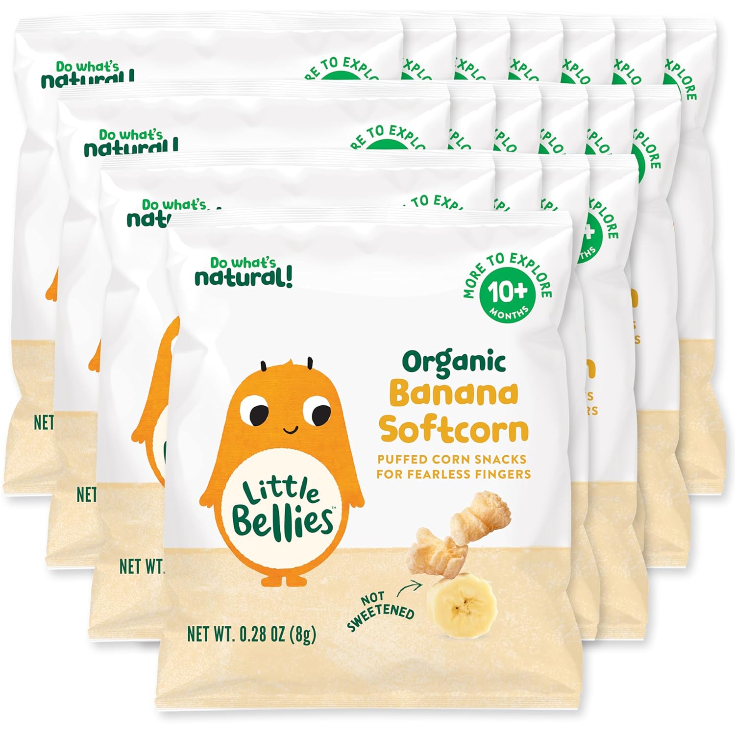 Little Bellies Organic Softcorn Baby Snack Puffs, Banana, Individual Snack Packs (Pack of 18)