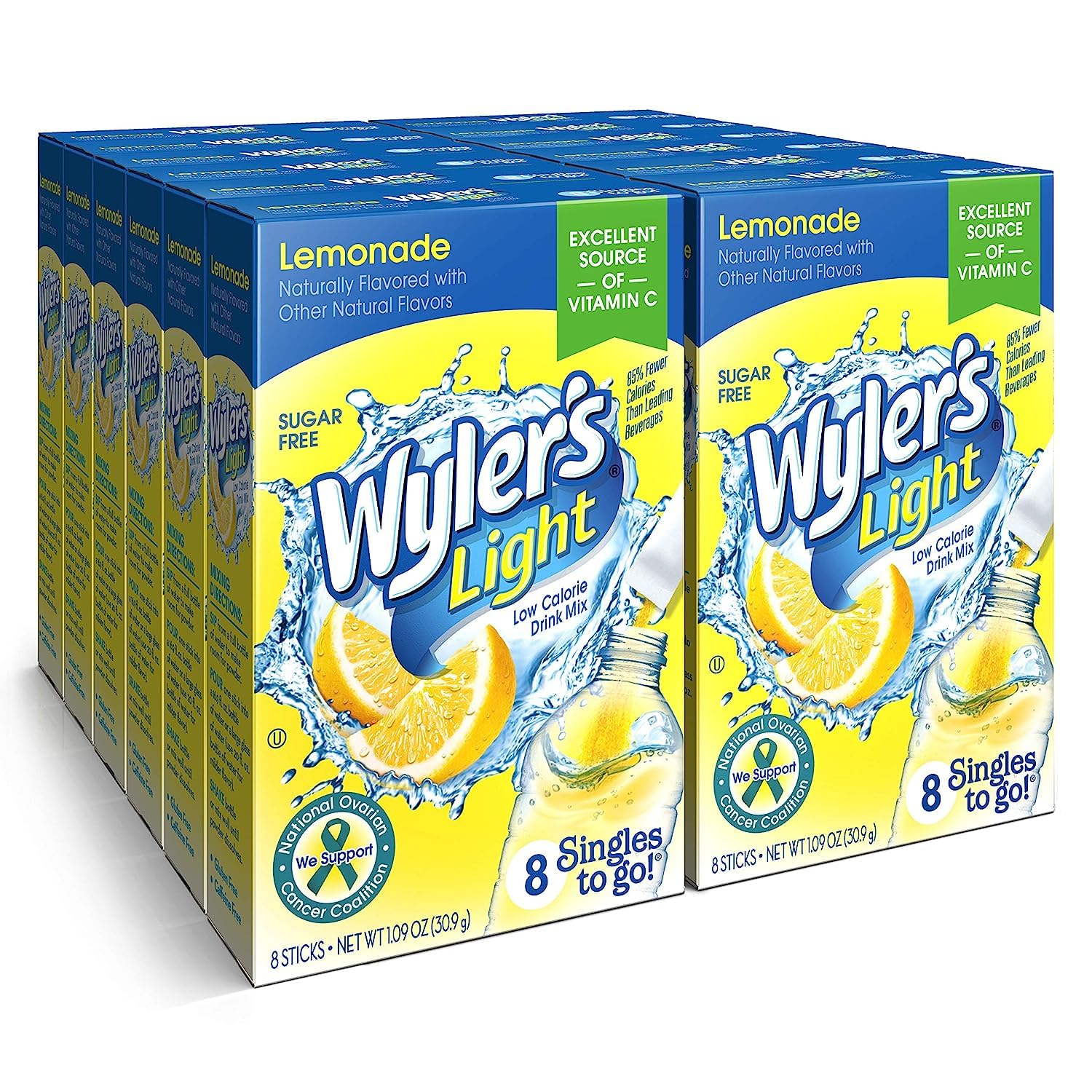 Wyler'S Light Singles To Go Powder Packets, Water Drink Mix, Lemonade, 12 Boxes, 8 Servings Per Box, 96 Total Servings