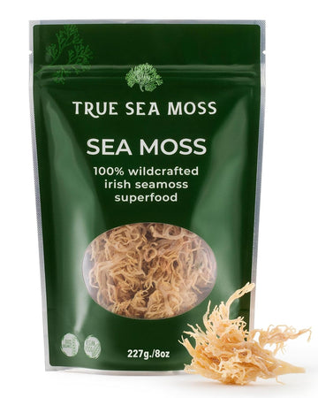 TrueSeaMoss Sea Moss Raw Wild Crafted Seamoss - 100% Irish Sea Moss - Dried Sea Moss Advanced Drink - Clean and Sundried - 100% Vegan (8 Oz)