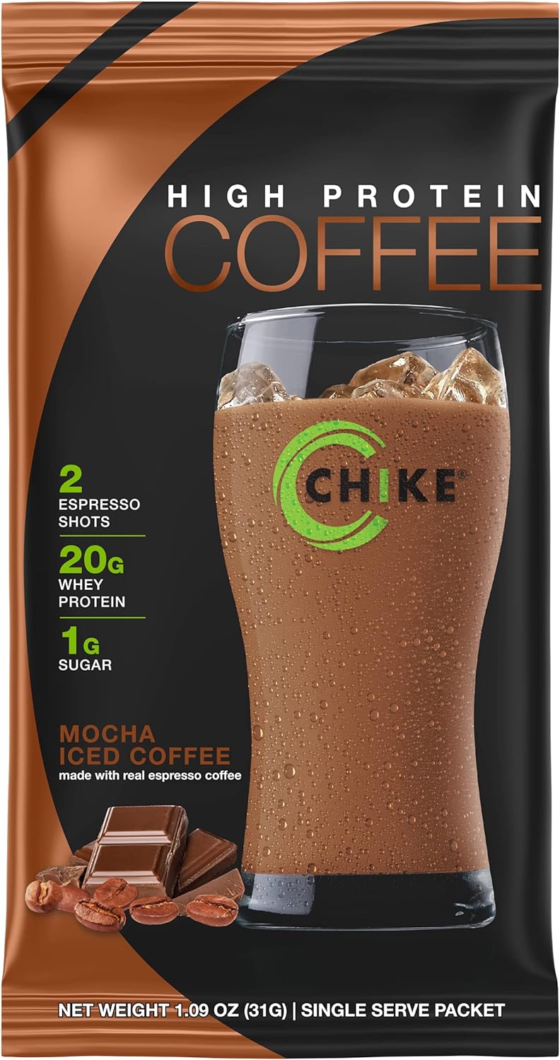 Chike High Protein Iced Coffee, 12 Single Serving Packets (Mocha)