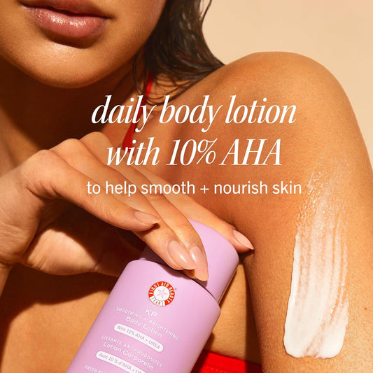 First Aid Beauty - Kp Smoothing Body Lotion With 10% Aha, Chemically Exfoliates & Moisturizes With Urea, Colloidal Oatmeal & Ceramides, Deep Hydration + Helps Reduce Keratosis Pilaris Bumps, 6 Oz