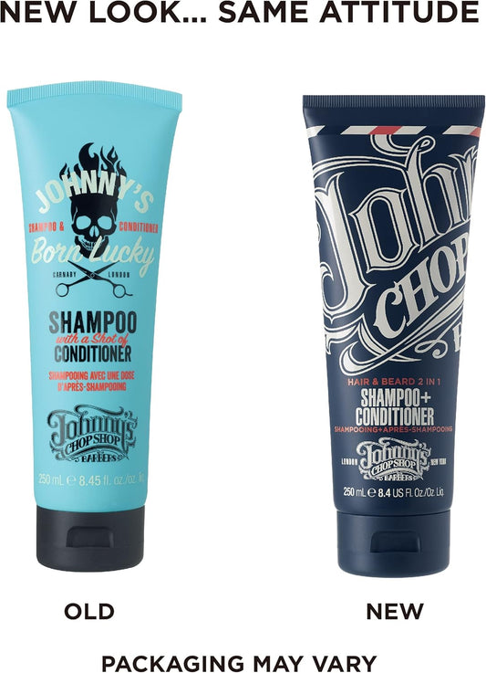 Johnny'S Chop Shop - Born Lucky 2 In 1 Shampoo & Conditioner, Daily Hair Care For Men, (250Ml) Pack Of 2
