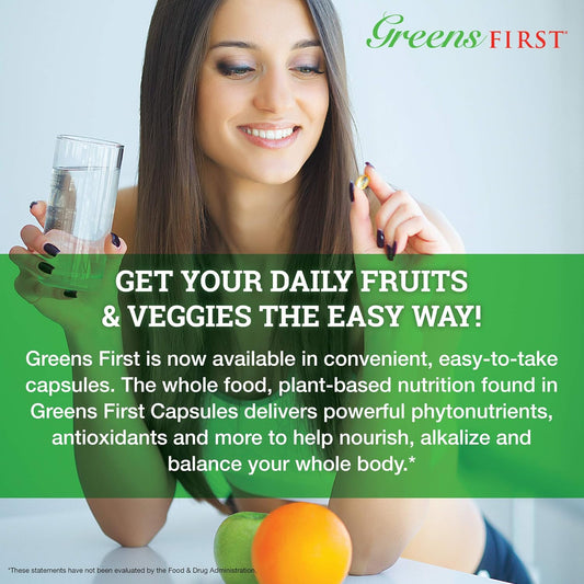 Greens First Pro-Capsules - 30 Servings - 54 Nutrient Rich-Antioxidant Superfoods, Organic Fruits & Vegetables, Dairy And Wheat Free, Non-Gmo - 180 Capsules