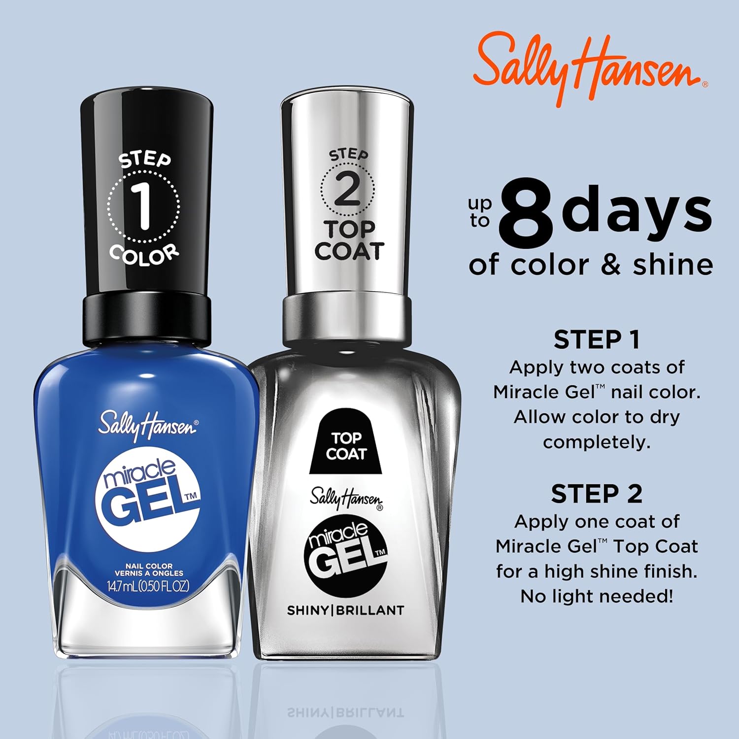 Sally Hansen Miracle Gel™, Tidal Wave, Long Lasting, Gel-Like Formula, No UV Lamp Needed, Blue Nail Polish : Beauty & Personal Care