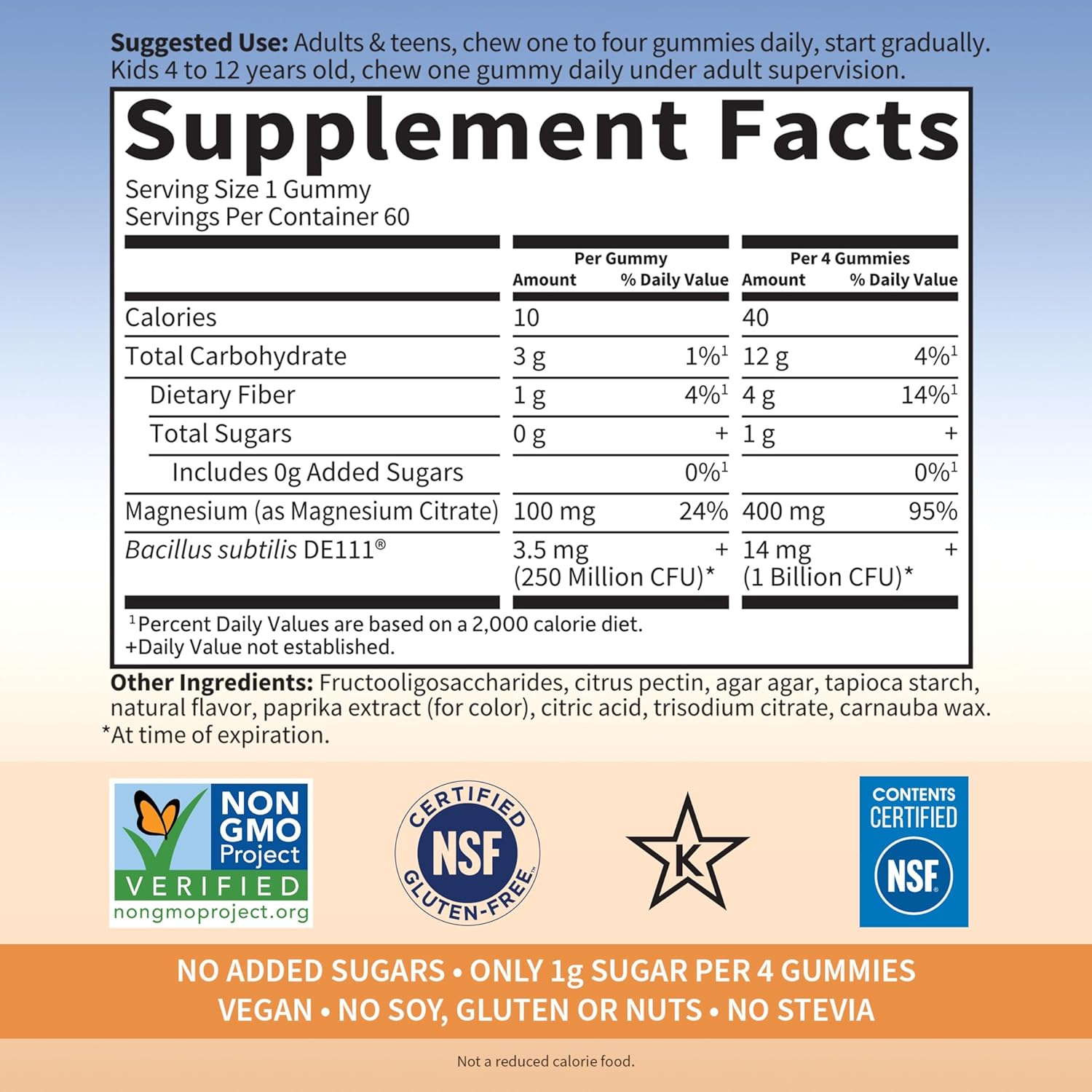 Garden of Life, Dr Formulated 400mg Magnesium Citrate Supplement with Prebiotics & Probiotics for Stress, Sleep & Recovery – Vegan, Gluten Free, Kosher, Non-GMO, No Added Sugars – 60 Peach Gummies : Health & Household