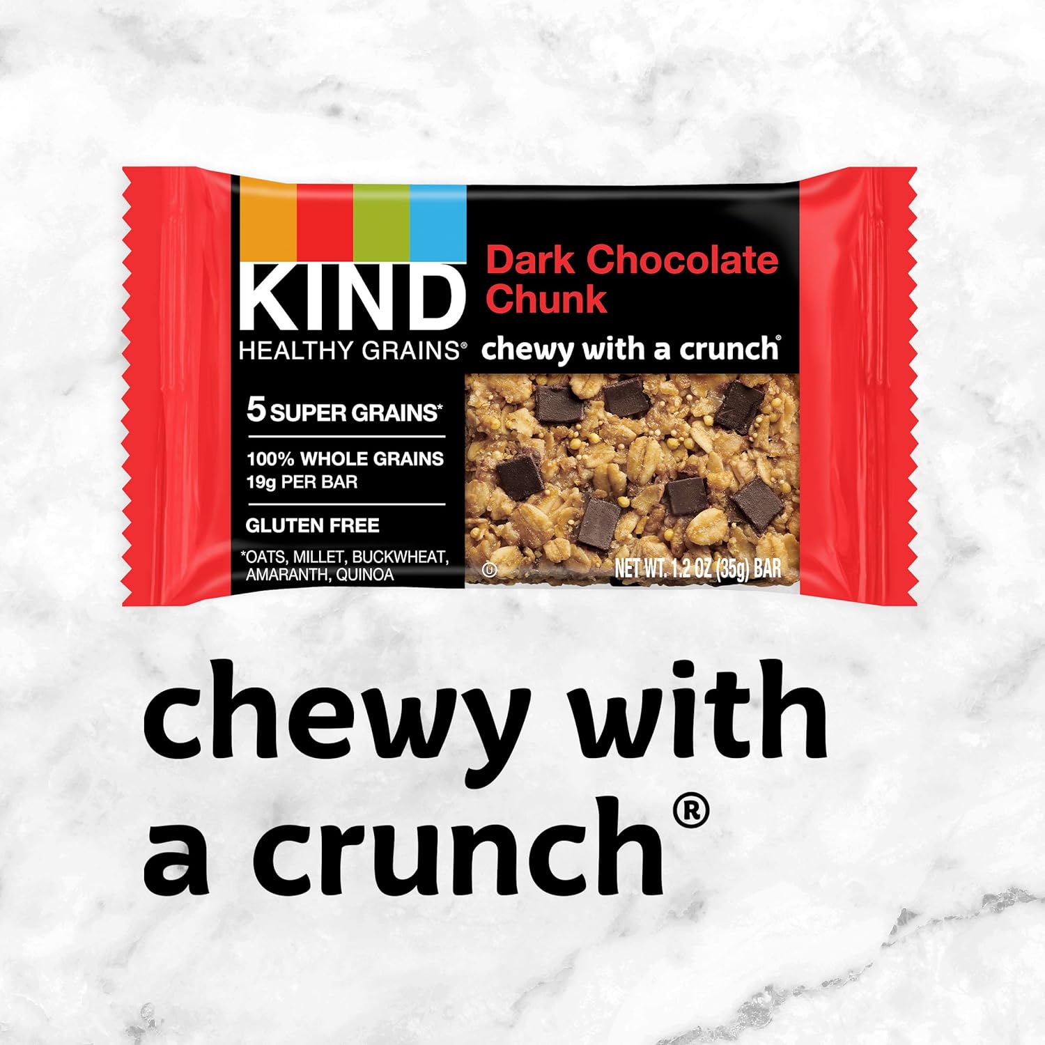 Kind Healthy Grains Dark Chocolate Chunk Bars, Gluten Free Bars, 1.2 Oz Bars (40 Count)