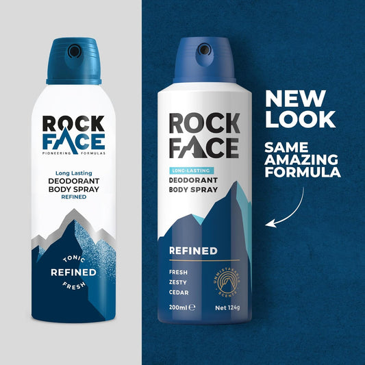 Rock Face Men'S Body Spray - Refined Fragrance Body Spray Deodorant For Men, 200Ml, Sandalwood & Cedar Scent, Long Lasting