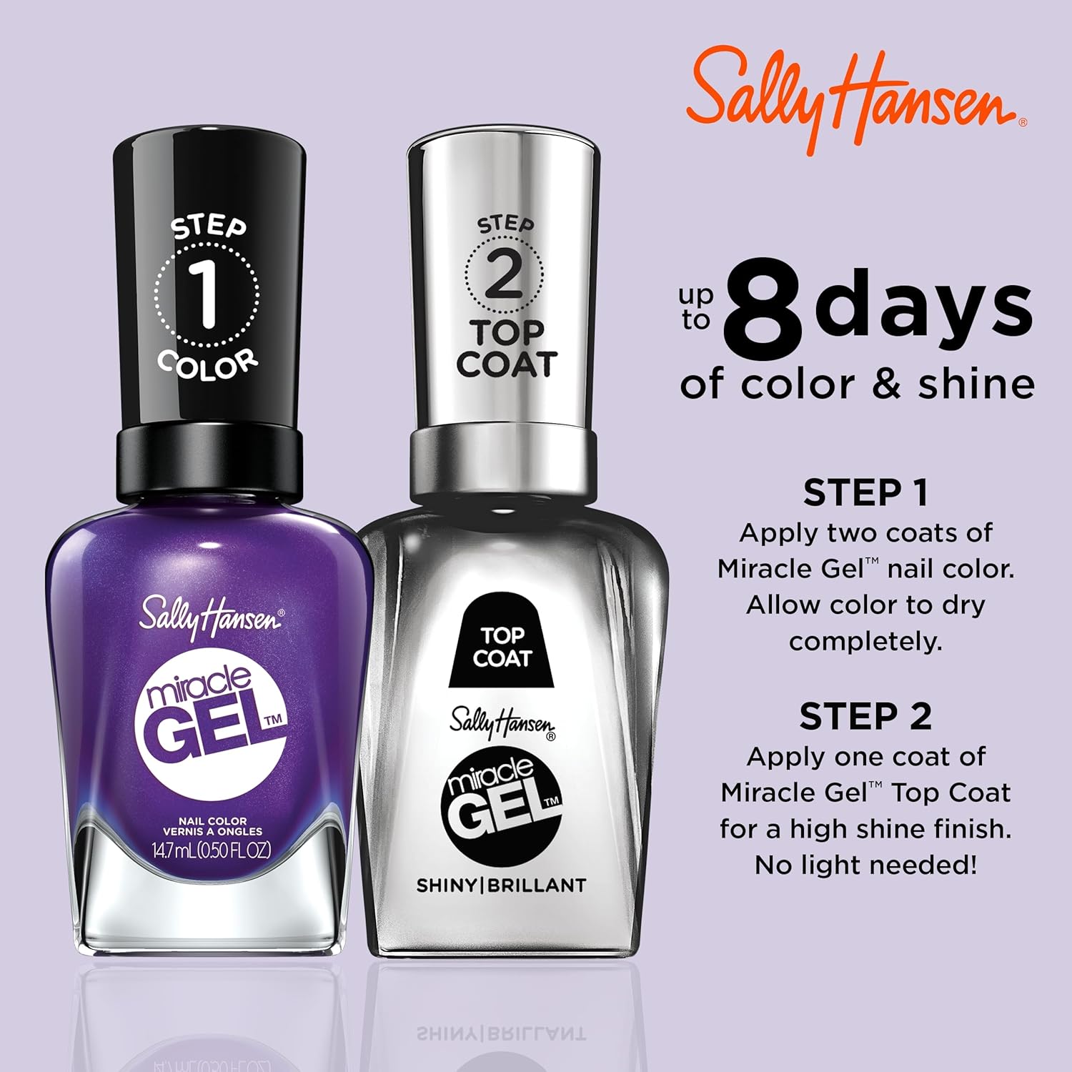 Sally Hansen Miracle Gel™, Purplexed, Long Lasting, Gel-Like Formula, No UV Lamp Needed, Purple Nail Polish : Beauty & Personal Care