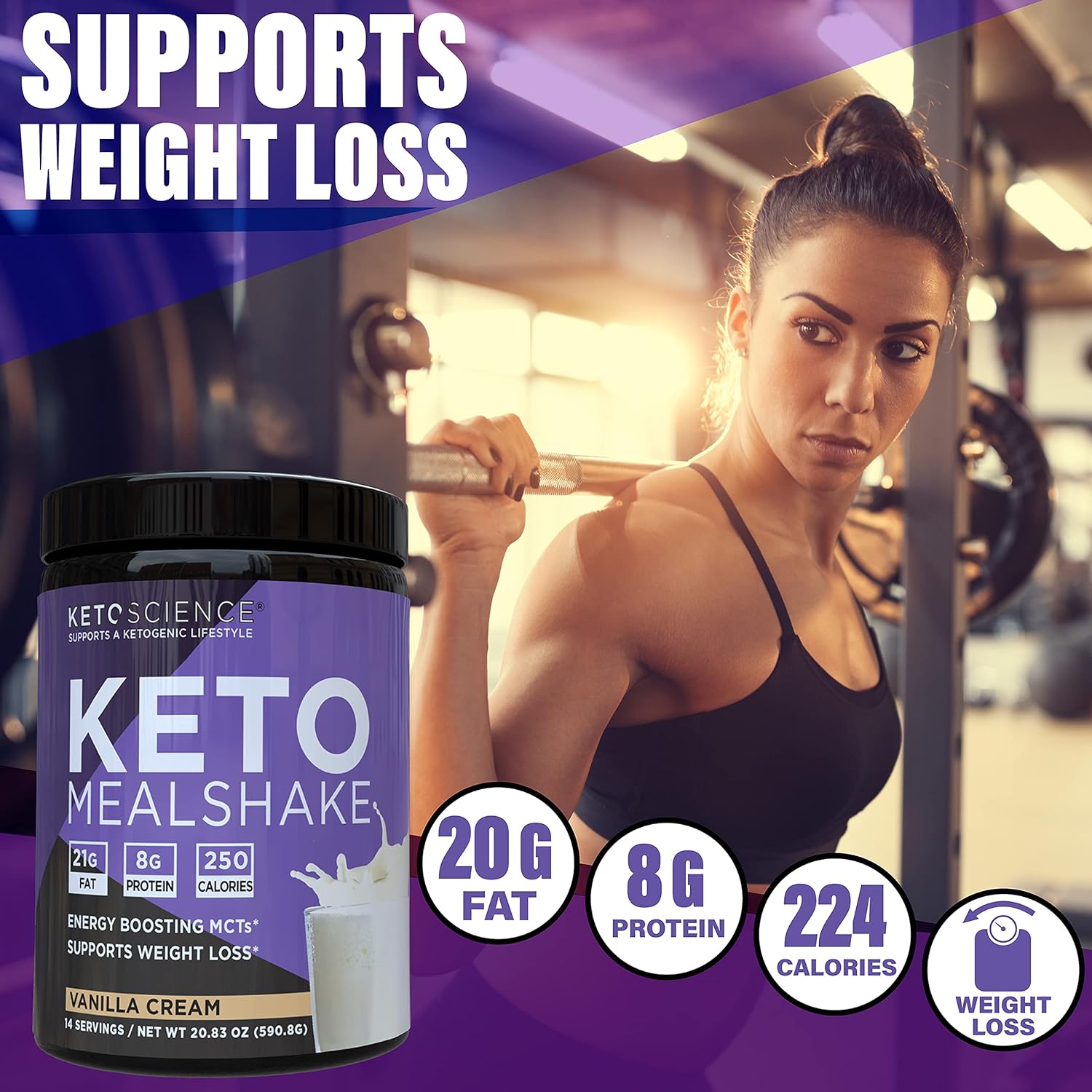 Keto Science Ketogenic Meal Shake Vanilla Dietary Supplement, Rich in 