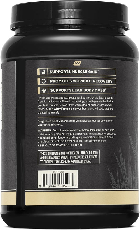 ONNIT Grass Fed Whey Isolate Protein - Vanilla (20 Servings)1.71 Pound