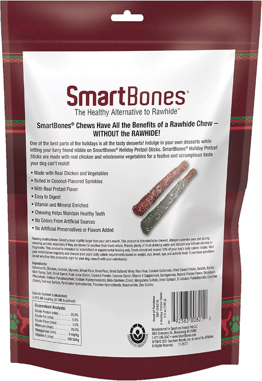 Smartbones Holiday Pretzel Sticks, 6 Count, Rawhide-Free Chews For Dogs