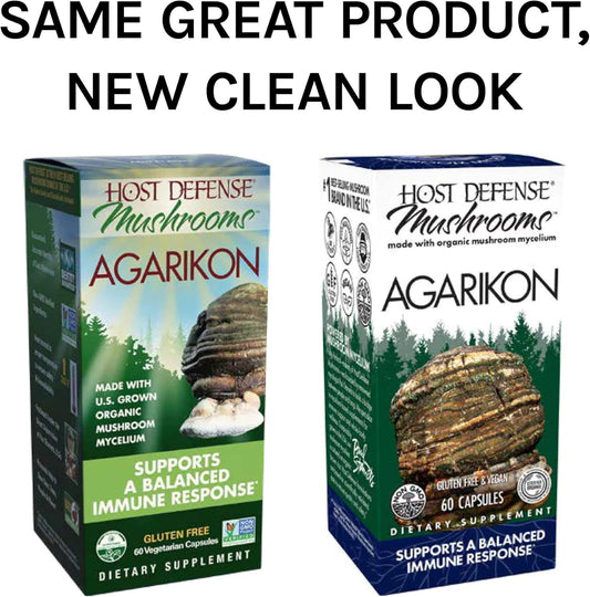 Host Defense, Agarikon Capsules, Balanced Immune Support, Mushroom Supplement, 60 Capsules, Unavored