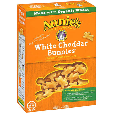 Annie'S Organic White Cheddar Bunnies Baked Snack Crackers, 7.5 Oz (Pack Of 12)