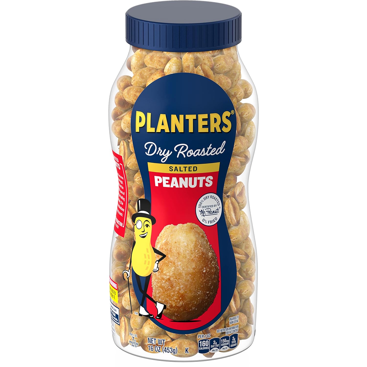 Planters Peanuts Snack Nuts, Dry Roast, 16 Oz Bottles (Pack Of 6)