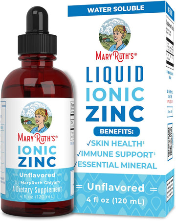 MaryRuth Organics Zinc Supplements for Immune Support, Ionic Zinc for Kids & Adults, Liquid Zinc Supplement, 40 Day Supply, Zinc Sulfate, Skin Care Supplement, Vegan, Gluten Free, Glycerin Based, 4 oz