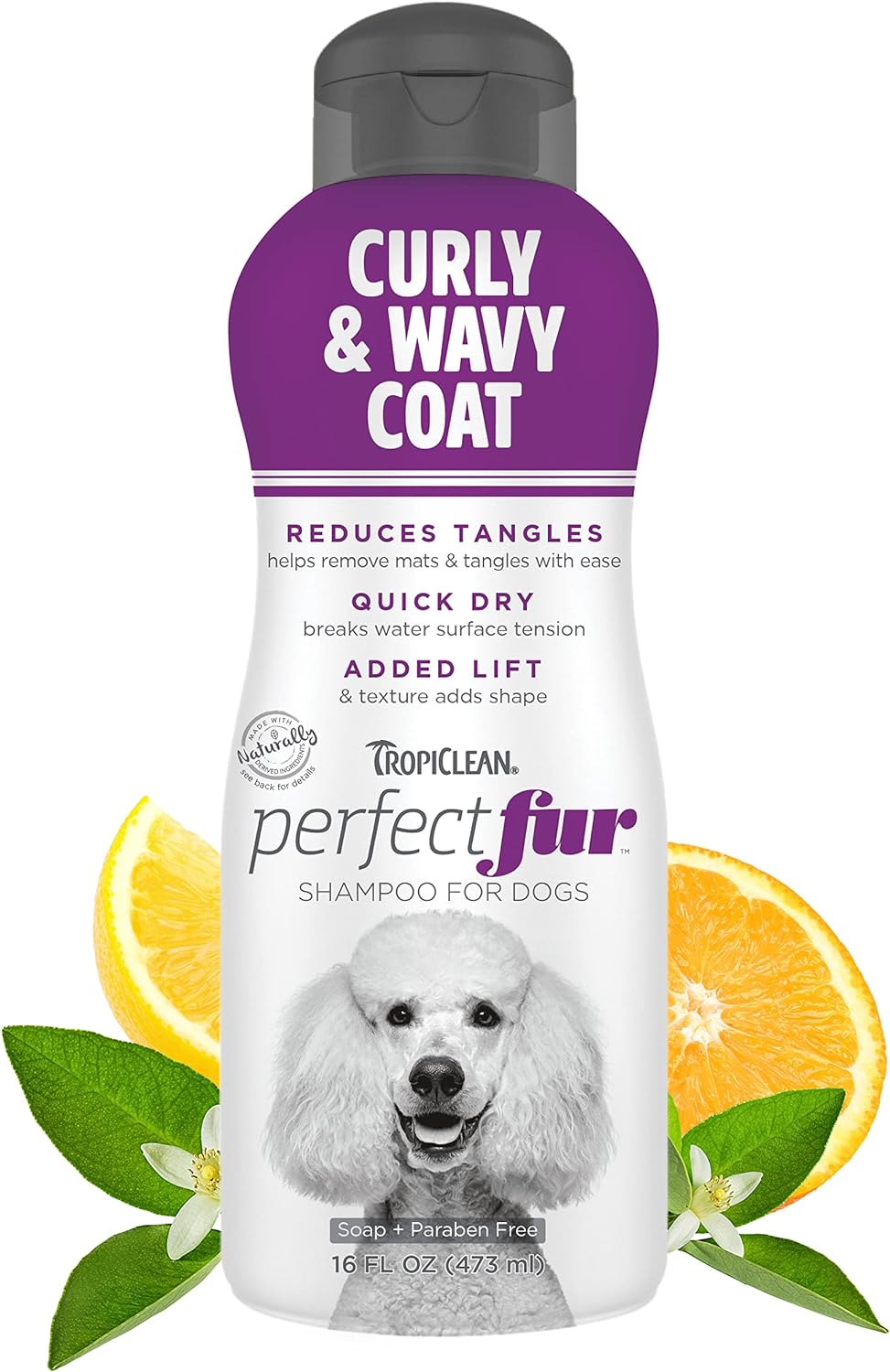 TropiClean PerfectFur Dog Shampoo - Used by Groomers - Derived from Natural Ingredients - Detangling & Dematting Formula for Curly & Wavy Coat, Thick Fur & Wiry Breeds like Poodles & Bichons - 473ml?PFCWSH16Z
