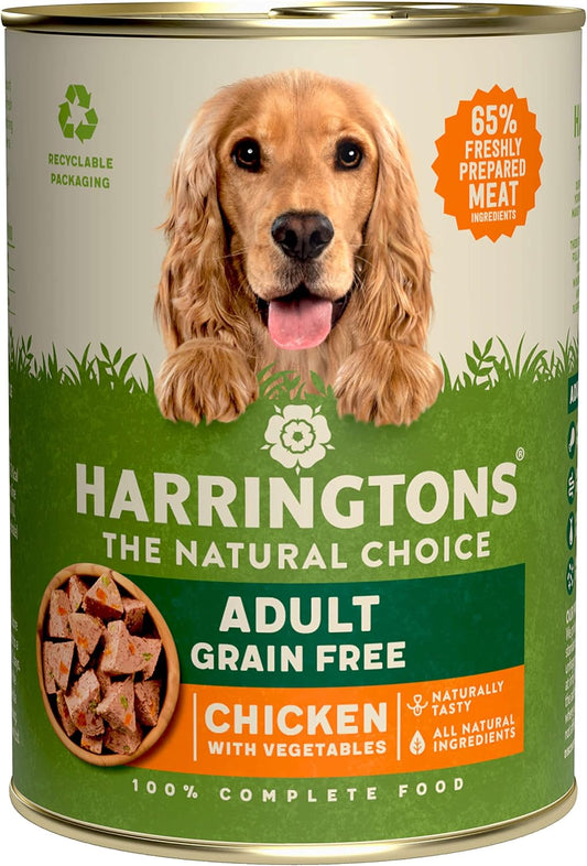 Harringtons Complete Wet Can Grain Free Hypoallergenic Adult Dog Food Chicken & Veg 6x400g - Made with All Natural Ingredients?HARRCANC-400