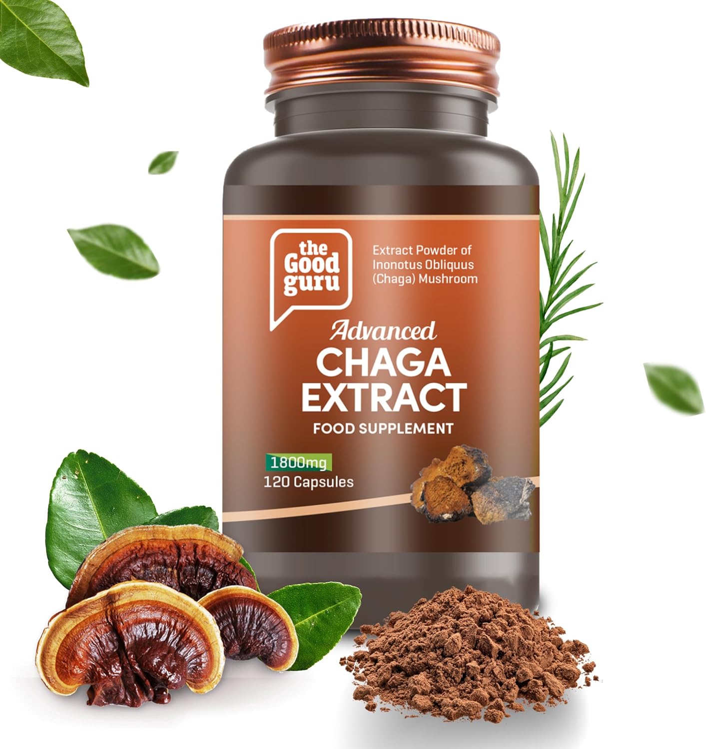 The Good Guru Mushroom Complex Extract Capsule Supplement -1800Mg -120 Capsules | Chaga, Reishi, Lion'S Mane, Shiitake, Cordyceps | Mushrooms Supplement Capsules