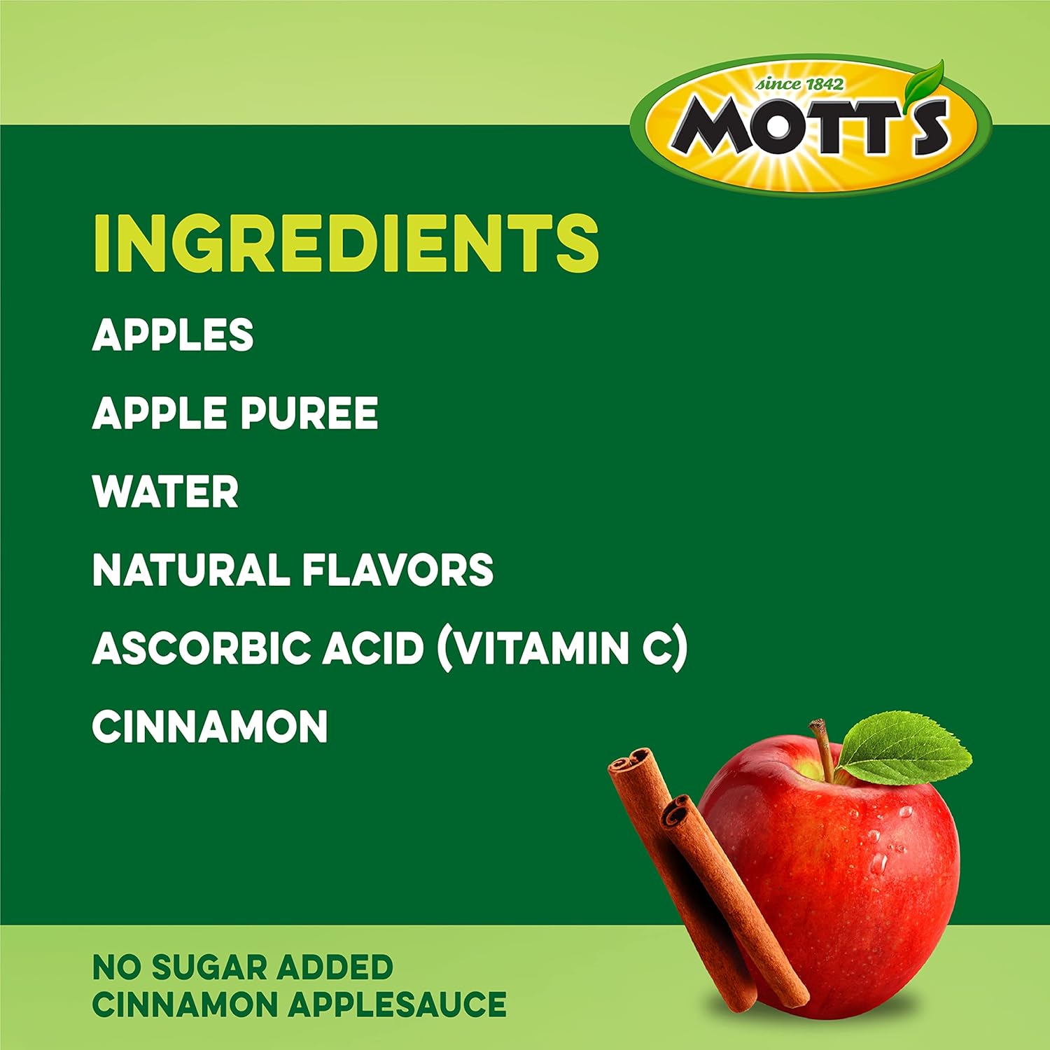 Mott's No Sugar Added Cinnamon Applesauce, 3.2 Oz Clear Pouches, 48 Count (4 Packs Of 12), Good Source Of Vitamin C, No Artificial Flavors : Grocery & Gourmet Food