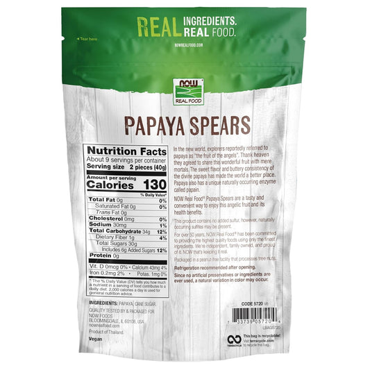 Now Foods, Papaya Spears, No Preservatives Or Added Sulfur, Fat-Free And Low-Sodium, 12-Ounce (Packaging May Vary)