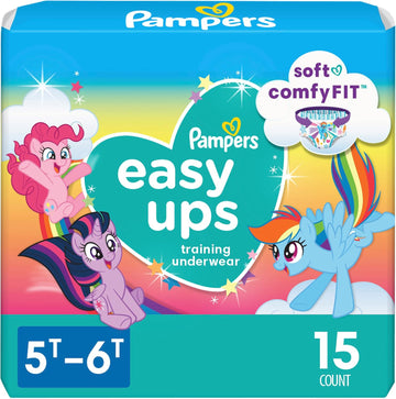 Pampers Easy Ups Girls & Boys Potty Training Pants - Size 5T-6T, 15 Count, My Little Pony Training Underwear (Packaging May Vary)