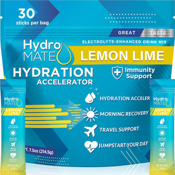 HydroMATE Electrolytes Powder Packets Lemon Low Sugar Hydration Accele
