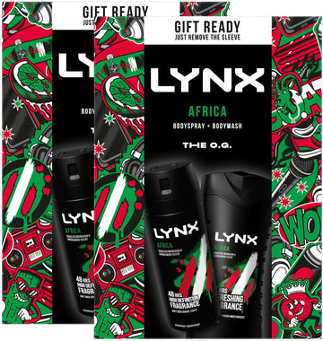 Lynx The O.G. Africa Duo 48Hrs Odour Protection Body Spray 150 Ml And 12Hrs Refreshing Fragrance Body Wash 225 Ml 2 Pieces Ready To Wrap Gift Set For Him,2Pk