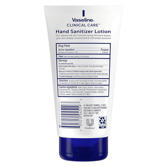 Vaseline Hand Sanitizer Lotion Hydrating Skincare 2-in-1 Moisturizer and Kills Germs 5.1 oz 4 Count