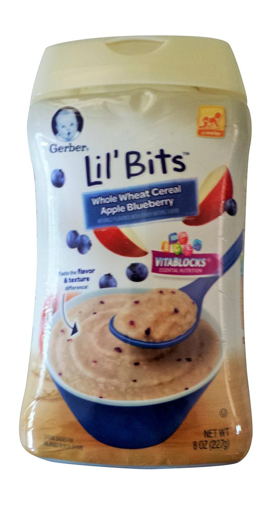 Gerber Lil Bits Whole Wheat Apple Blueberry Cereal, 8 Ounce (Pack Of 6)