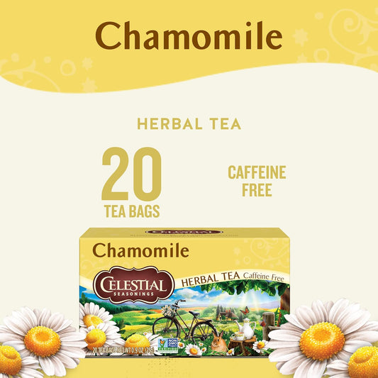 Celestial Seasonings Chamomile Herbal Tea, Caffeine Free, 20 Tea Bags Box, (Pack Of 6)