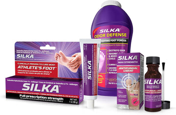 Silka Emergency Foot Care Kit, Max Strength Antifungal Liquid, Odor-Fighting Foot Powder, Antifungal Cream For Athletes Foot, Jock Itch, And Ringworm, Complete Solution For Healthy Feet