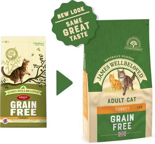 James Wellbeloved Adult Grain-Free Turkey 4 kg Bag, Hypoallergenic Dry Cat Food?9003579016879