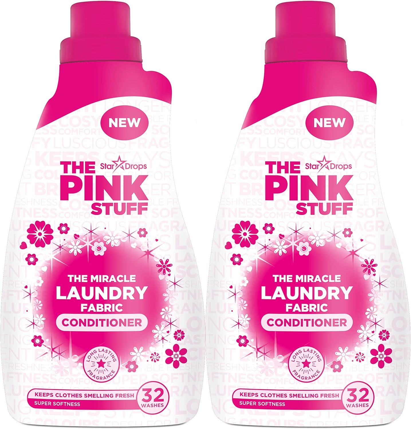 Stardrops - The Pink Stuff - The Miracle Laundry Liquid Fabric Conditioner - 32Oz Pack Of 2, 2.0 Pounds (82379), Rhubarb