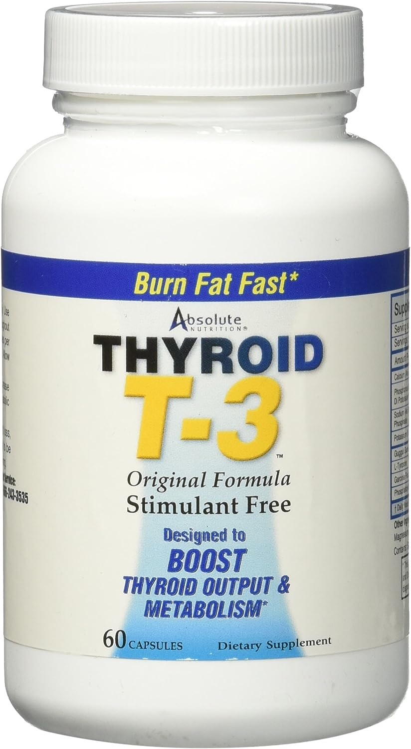 Absolute Nutrition Fat Burning Metabolism Boosting Supplement, Thyroid T-3, 60 Capsules