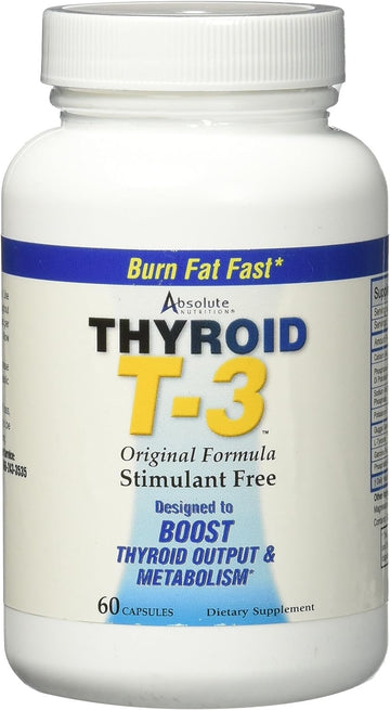 Absolute Nutrition Fat Burning Metabolism Boosting Supplement, Thyroid T-3, 60 Capsules