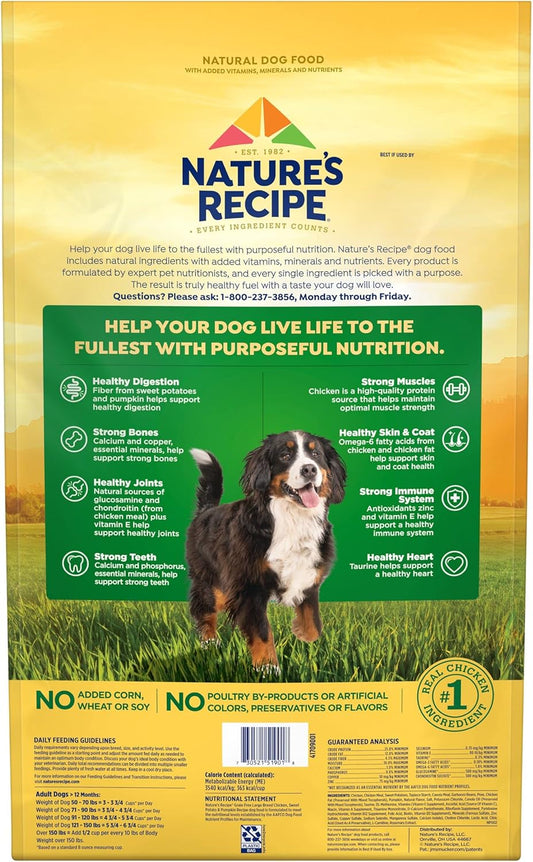 Nature’S Recipe Grain Free Large Breed Chicken, Sweet Potato & Pumpkin Recipe Dry Dog Food, 24 Lb. Bag