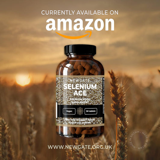 Selenium Ace 90 Vegan Tablets - Premium Nutritional Supplement - With Vitamin A, C And E - Immunity Support & Thyroid Health - Halal - Made In The Uk - Gmp Certified