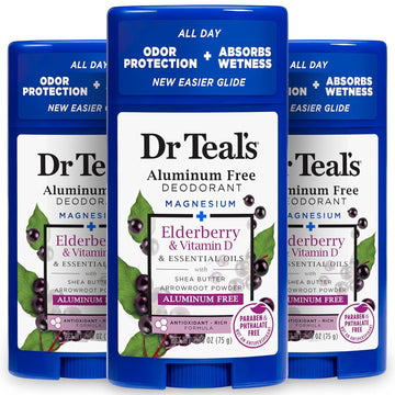 Dr Teal'S Aluminum Free Deodorant, Elderberry & Vitamin D With Essential Oils, 2.65 Oz (Pack Of 3)